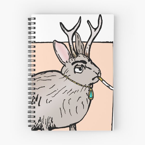 Item preview, Hand Drawn Jackalope Smoking a Cigarette While Wearing a Turquoise Necklace- South Western Themed Art designed and sold by HoganHandmade.