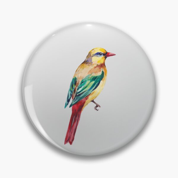 Item preview, A watercolor painting of a colorful bird with a yellow head, green wings, and a red tail  designed and sold by 123ks.
