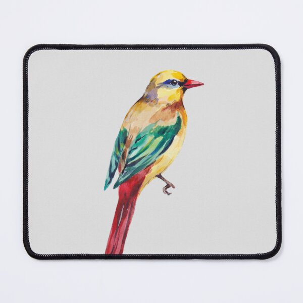 Item preview, A watercolor painting of a colorful bird with a yellow head, green wings, and a red tail designed and sold by 123ks.
