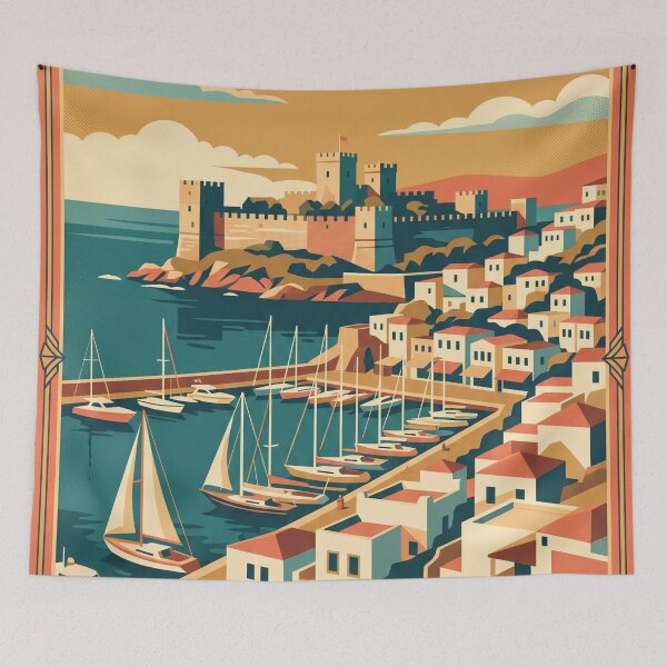 Item preview, Bodrum Turkey Vintage Travel Poster designed and sold by Bomax121.