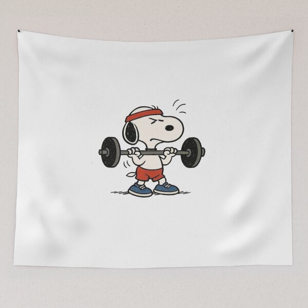 Item preview, Funny Retro Peanuts Snoopy Gym Weightlifting  designed and sold by Gbriel3.