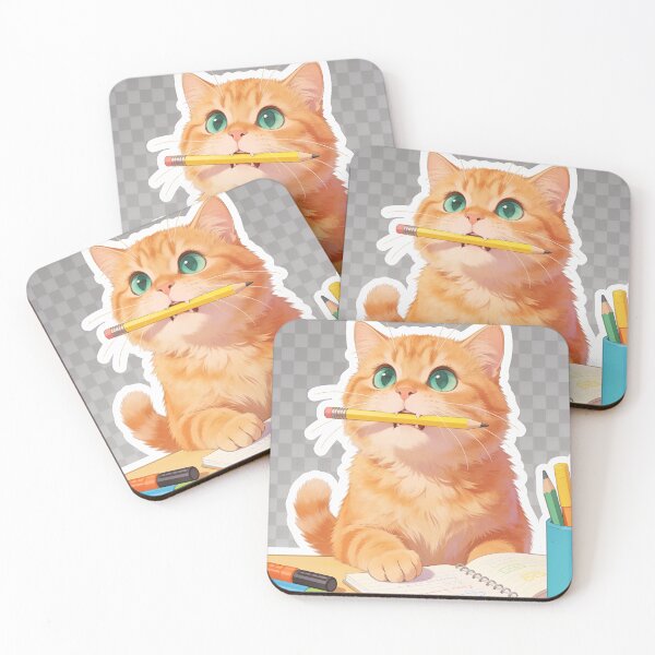 Item preview, Cute Ginger Cat Holding Pencil Back to School Student Sticker designed and sold by OksArtStudio.