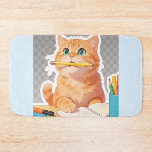 Item preview, Cute Ginger Cat Holding Pencil Back to School Student Sticker designed and sold by OksArtStudio.