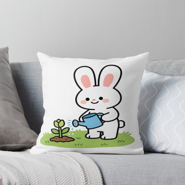Item preview, Cute Bunny Watering Flower Plant - Kawaii Gardening Art designed and sold by ZINO WORLD.