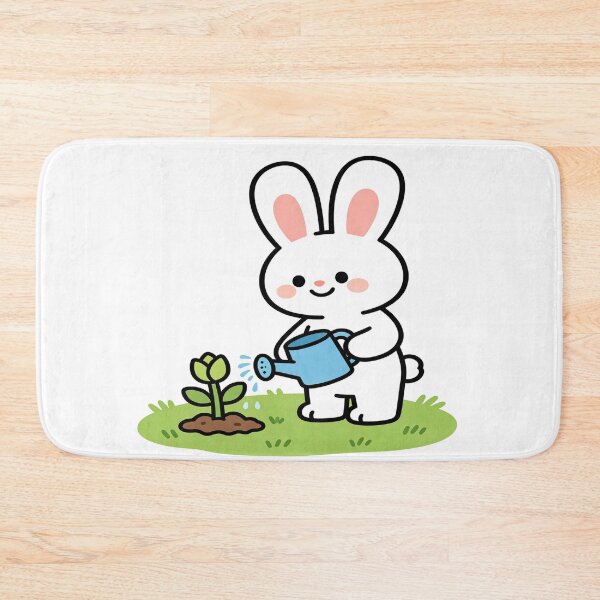 Item preview, Cute Bunny Watering Flower Plant - Kawaii Gardening Art designed and sold by ZINO WORLD.