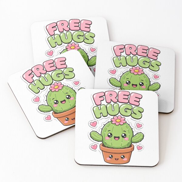Item preview, Free Hugs Kawaii Cactus Plant Saying designed and sold by BoosterShop.