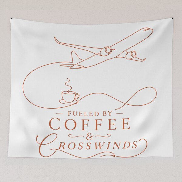 Item preview, Fueled by Coffee and Crosswinds Funny Pilot Gift Minimalist Aviation Line Art designed and sold by EMaviation_.