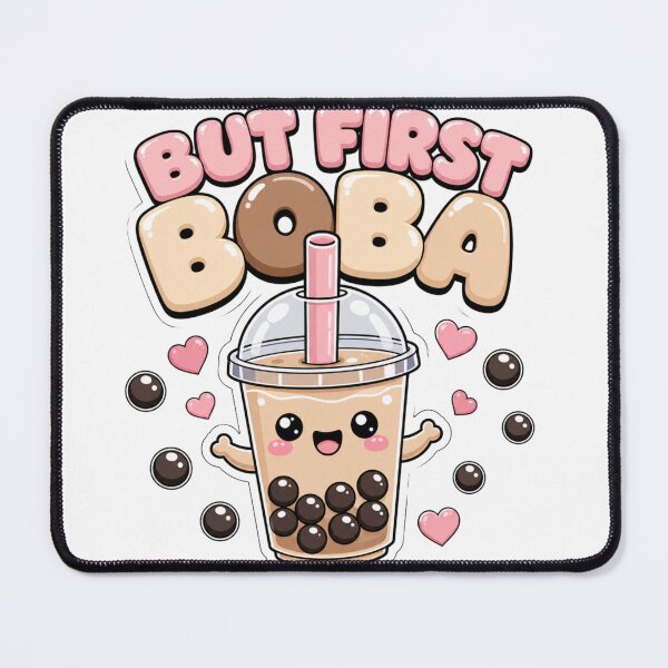 Item preview, But First Boba Kawaii Bubble Tea Saying designed and sold by BoosterShop.