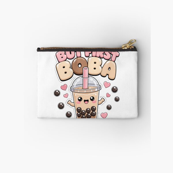 Item preview, But First Boba Kawaii Bubble Tea Saying designed and sold by BoosterShop.