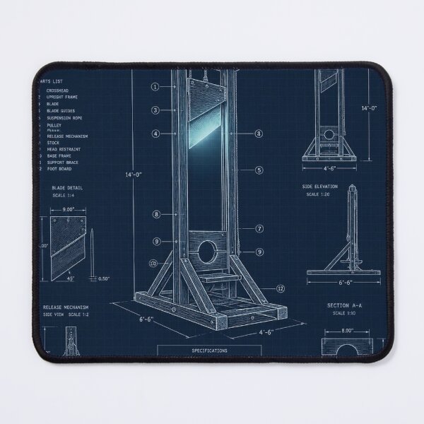 Item preview, Guillotine Blueprint Halloween T-Shirt | Technical Schematic Design designed and sold by SunnyDesign82.