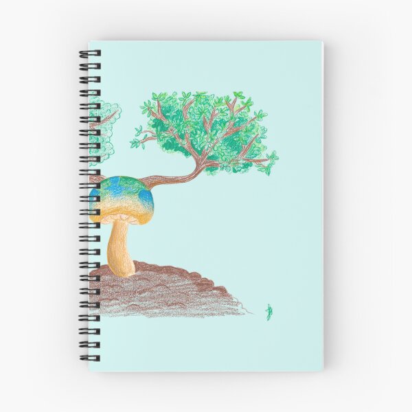 Item preview, Mushroom Earth Tree Nature Pencil Drawing Blue Sky designed and sold by BOKEbyTC.