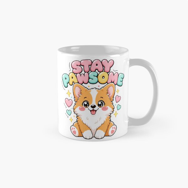 Item preview, Stay Pawsome Kawaii Corgi Dog Saying designed and sold by BoosterShop.