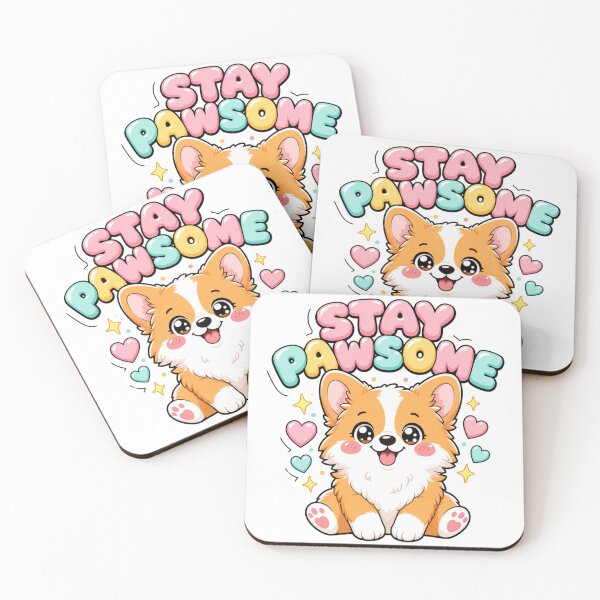 Item preview, Stay Pawsome Kawaii Corgi Dog Saying designed and sold by BoosterShop.
