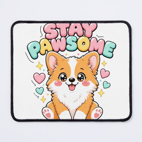 Item preview, Stay Pawsome Kawaii Corgi Dog Saying designed and sold by BoosterShop.