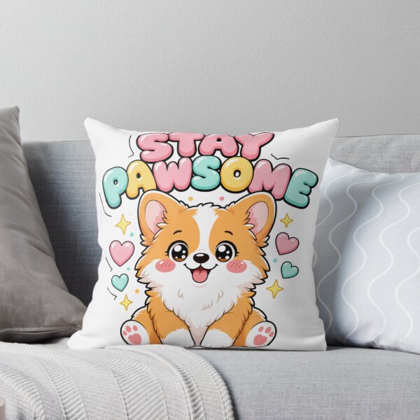 Item preview, Stay Pawsome Kawaii Corgi Dog Saying designed and sold by BoosterShop.