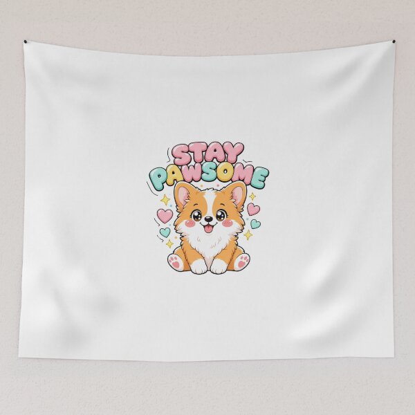 Item preview, Stay Pawsome Kawaii Corgi Dog Saying designed and sold by BoosterShop.