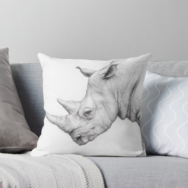 Item preview, Rhinoceros Black and White Pencil Sketch Wildlife Portrait designed and sold by Leon Woods Pencil Art.