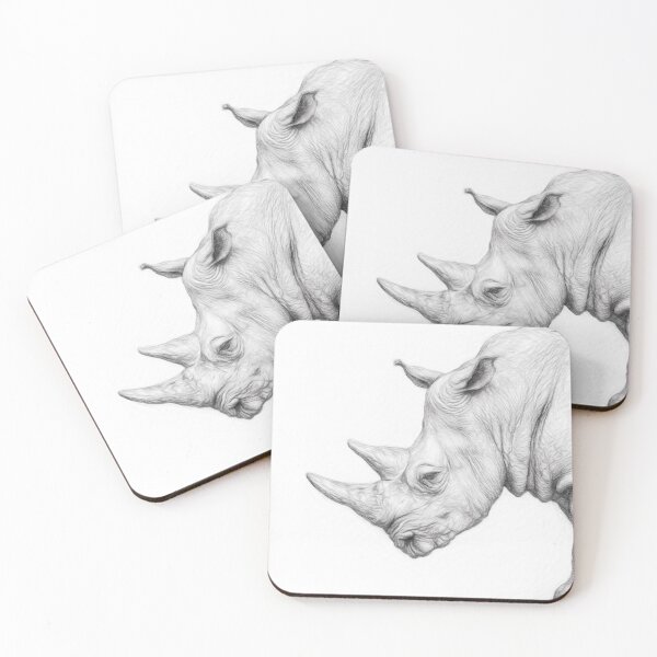 Item preview, Rhinoceros Black and White Pencil Sketch Wildlife Portrait designed and sold by Leon Woods Pencil Art.