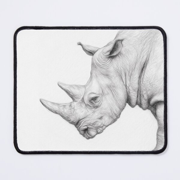 Item preview, Rhinoceros Black and White Pencil Sketch Wildlife Portrait designed and sold by Leon Woods Pencil Art.