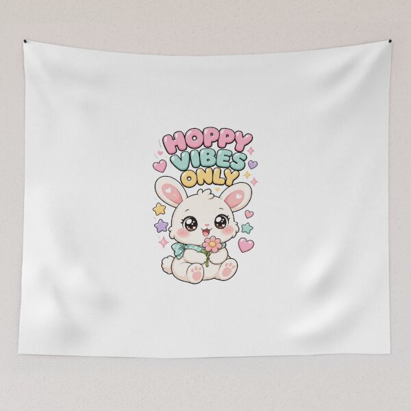 Item preview, Hoppy Vibes Only Kawaii bunny saying designed and sold by BoosterShop.