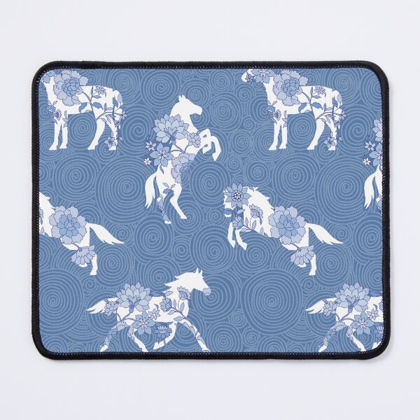 Item preview, Spring Stallion -Monochrome Slate Azure Blue designed and sold by Fabricatemyart.