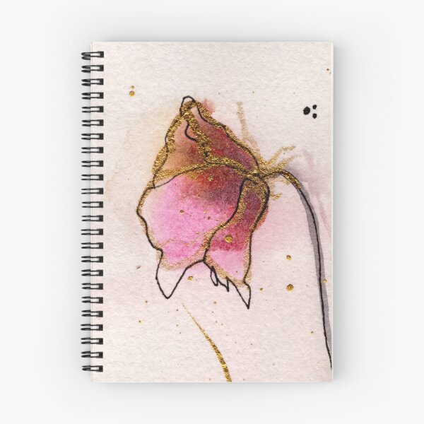 Item preview, Ethereal Pink Rosebud with Gold Lines - Elegant Watercolor Fine Art designed and sold by WaterColorCats1.