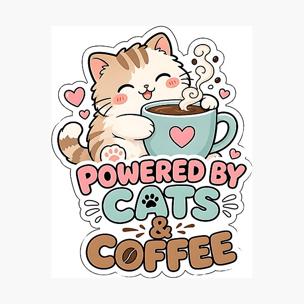 Item preview, Powered by Cats and Coffee designed and sold by BoosterShop.