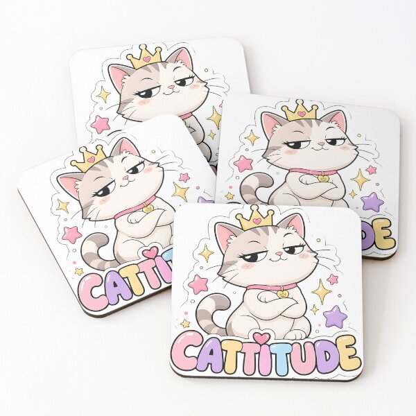 Item preview, Cattitude Cheeky Kawaii Cat with Crown designed and sold by BoosterShop.