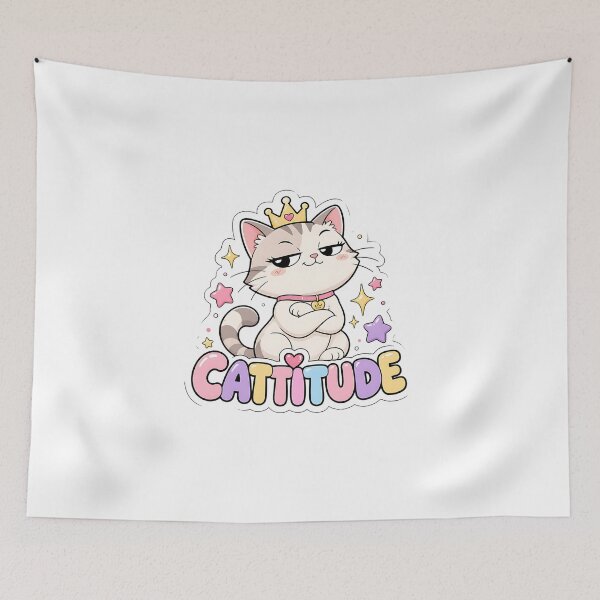 Item preview, Cattitude Cheeky Kawaii Cat with Crown designed and sold by BoosterShop.