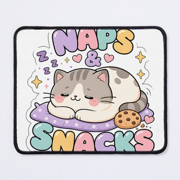 Item preview, Naps and Snacks Lazy Kawaii Cat Saying designed and sold by BoosterShop.