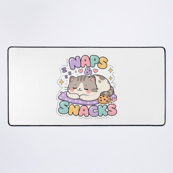 Item preview, Naps and Snacks Lazy Kawaii Cat Saying designed and sold by BoosterShop.