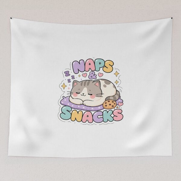 Item preview, Naps and Snacks Lazy Kawaii Cat Saying designed and sold by BoosterShop.