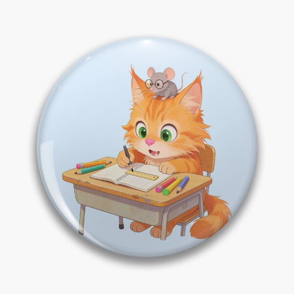 Item preview, Cute Ginger Cat Studying at School with Mouse Back to School Sticker designed and sold by OksArtStudio.