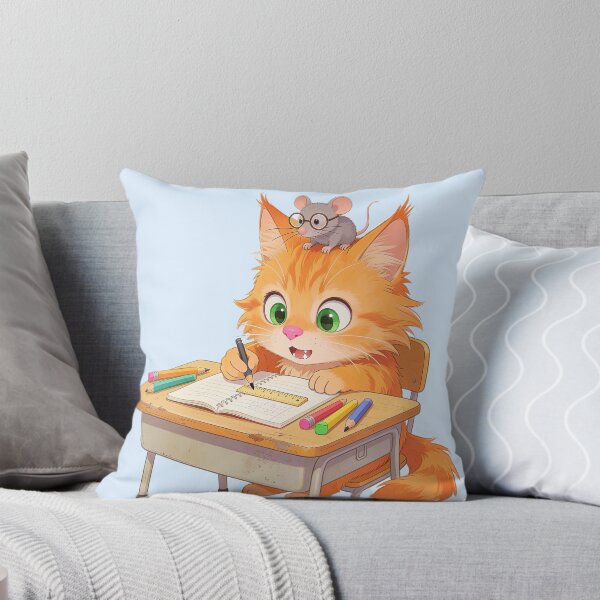 Item preview, Cute Ginger Cat Studying at School with Mouse Back to School Sticker designed and sold by OksArtStudio.