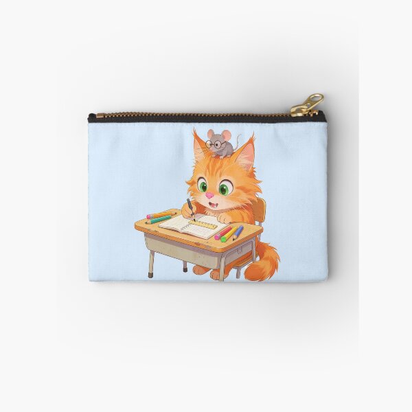 Item preview, Cute Ginger Cat Studying at School with Mouse Back to School Sticker designed and sold by OksArtStudio.