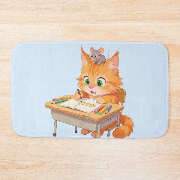 Item preview, Cute Ginger Cat Studying at School with Mouse Back to School Sticker designed and sold by OksArtStudio.