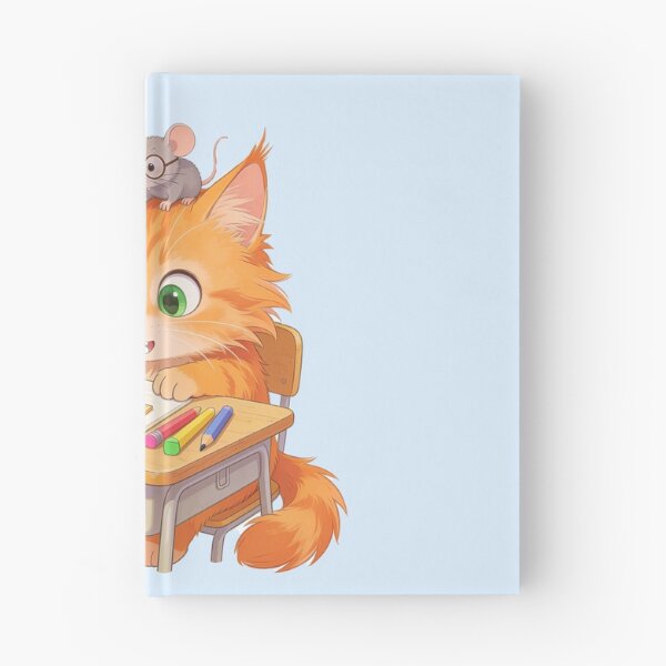 Item preview, Cute Ginger Cat Studying at School with Mouse Back to School Sticker designed and sold by OksArtStudio.