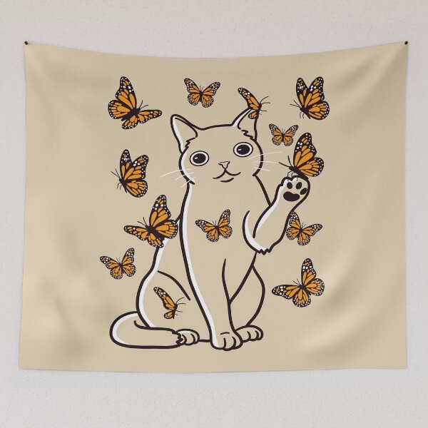 Item preview, Cat and Butterflies designed and sold by Wlaurence.