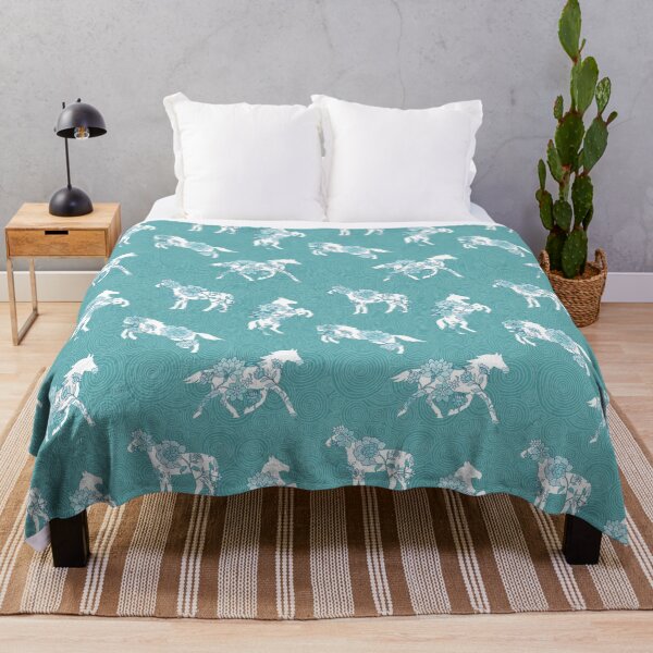 Item preview, Spring Stallion -Monochrome Ocean Turquoise designed and sold by Fabricatemyart.