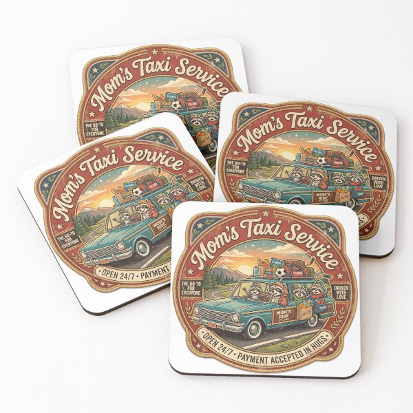 Item preview, Carpool Mom Shirt – Mom's Taxi Service Retro Roadside Badge Raccoon Tee designed and sold by DmaarGroup.