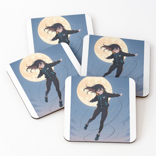 Item preview, Manga - Stylized Female Character, Agile Heroine Flying Under Moon designed and sold by AnimeShin.