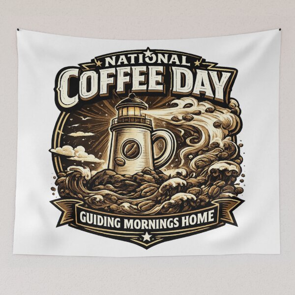 Item preview, Guiding Mornings Home National Coffee Day Lighthouse  designed and sold by irfanshikh.