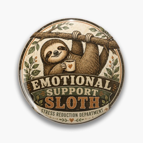 Item preview, Emotional Support Sloth Shirt  Stress Reduction Department Vintage Retro Cute Cozy Animal Badge designed and sold by  MAD's Recreation Studio.