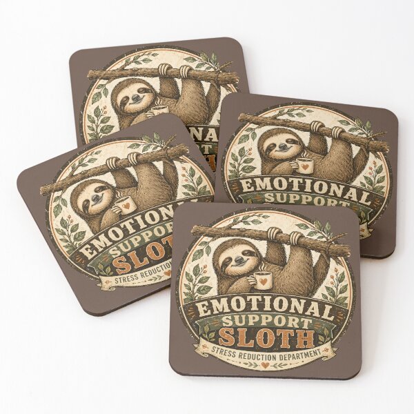 Item preview, Emotional Support Sloth Shirt  Stress Reduction Department Vintage Retro Cute Cozy Animal Badge designed and sold by  MAD's Recreation Studio.