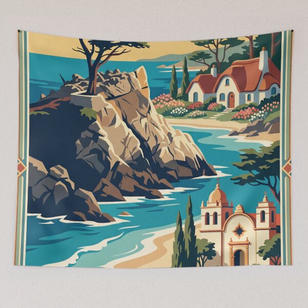 Item preview, Carmel by the Sea Vintage Travel Poster designed and sold by Bomax121.
