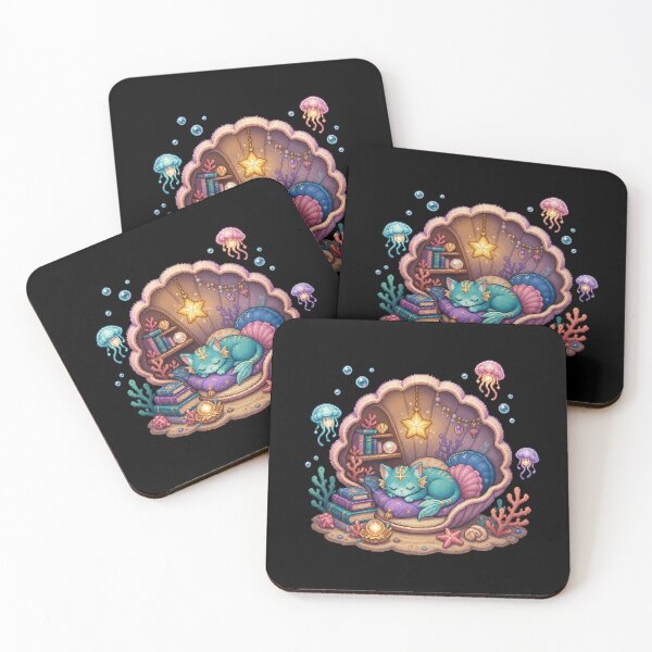 Item preview, Starlit Seashell Dreams of the Mermaid Cat  designed and sold by Sketchlegacy.