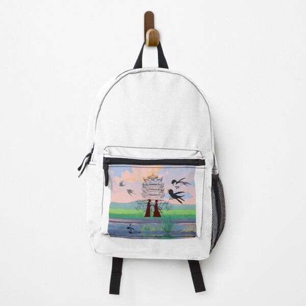 Item preview, Eternal Love Beneath the Pagoda | Chinese Sunset Landscape with Koi designed and sold by Suzaku Studio.