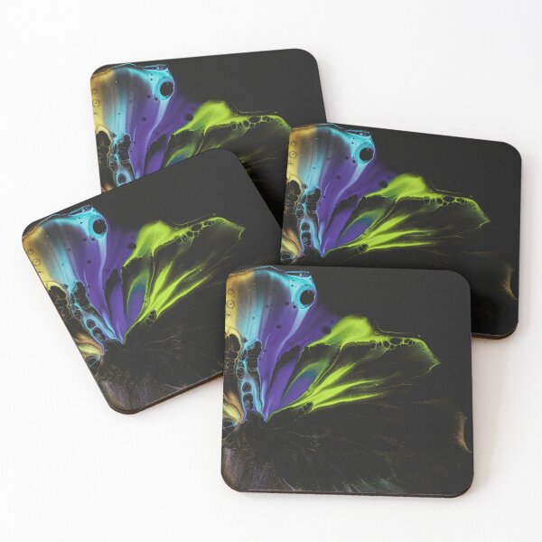 Item preview, Abstract Neon Fluid Bloom On Black designed and sold by BuckaBaby.