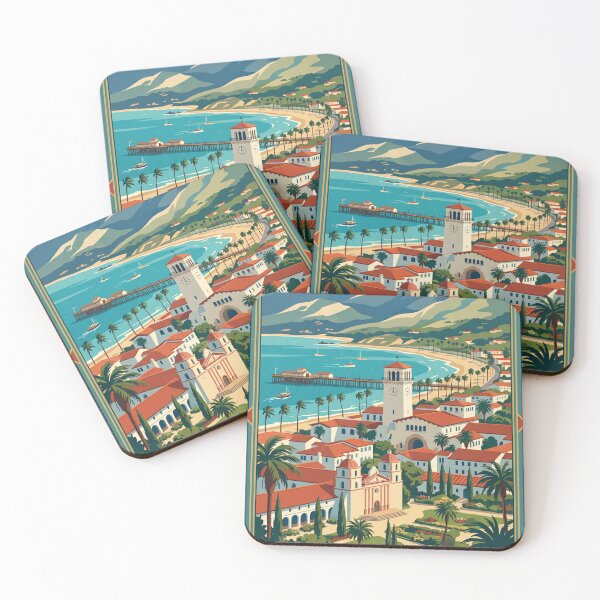 Item preview, Santa Barbara California Vintage Travel Poster designed and sold by Bomax121.