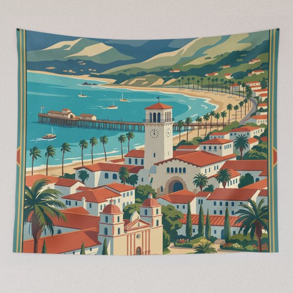 Item preview, Santa Barbara California Vintage Travel Poster designed and sold by Bomax121.